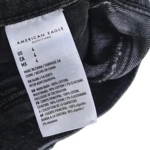 American Eagle Highest Rise 90s Boyfriend Jean Shorts Black Denim Distressed  4 - Picture 8 of 11